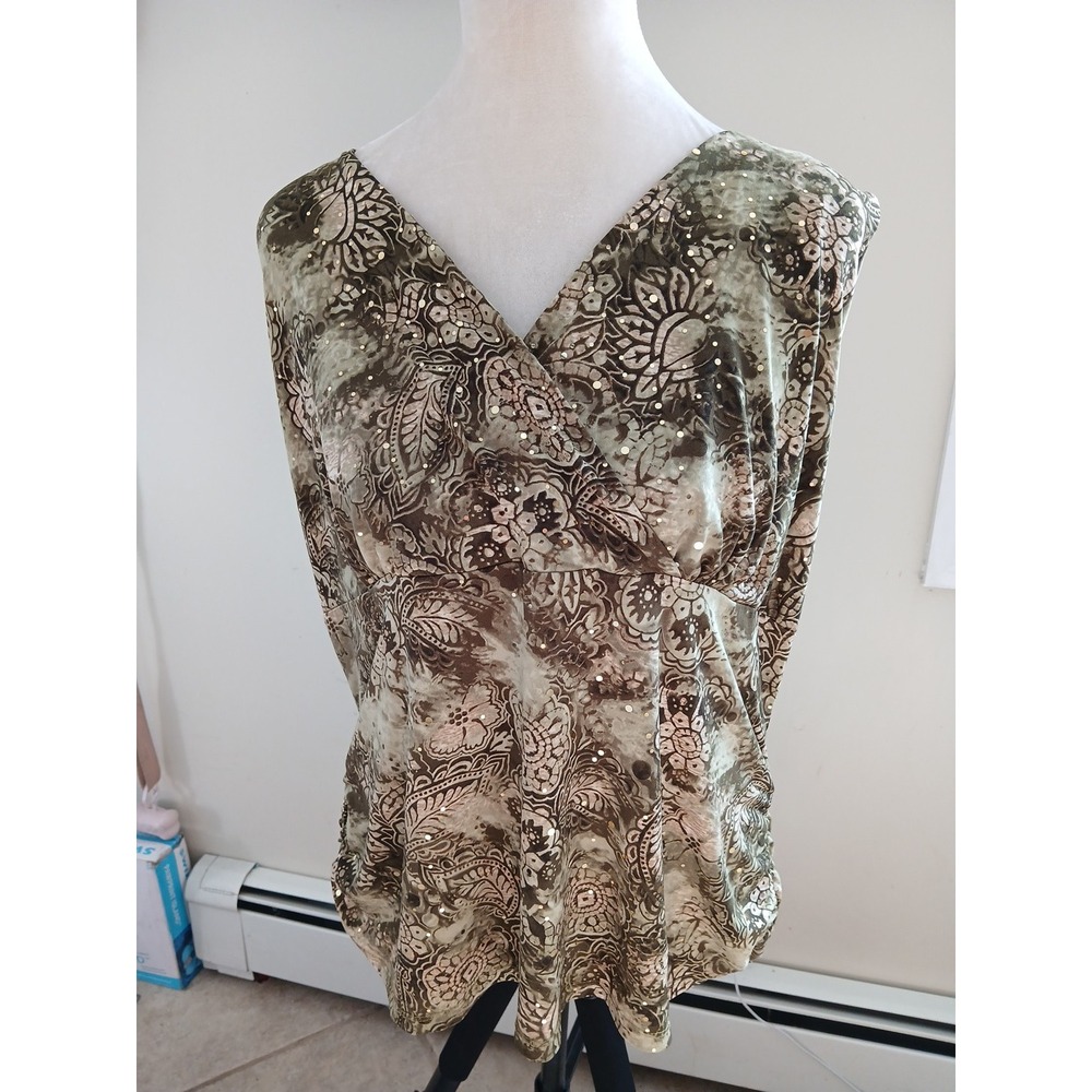 Vintage Y2k INC Top Women Size 2X Plus Sequin Babydoll Coquette Festival 90s‎